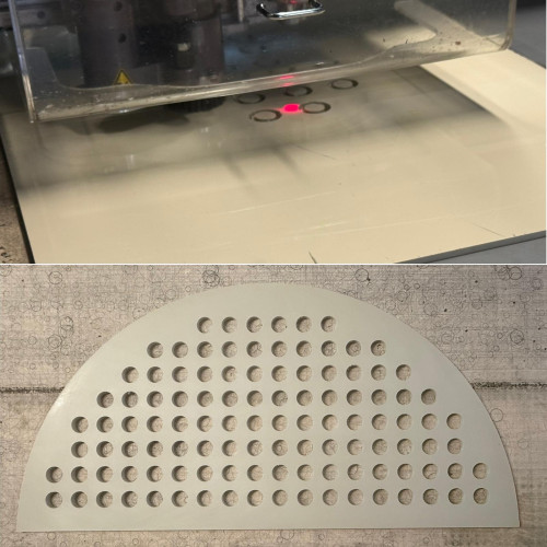 PP spessore mm.10 forato e tagliato con fresa